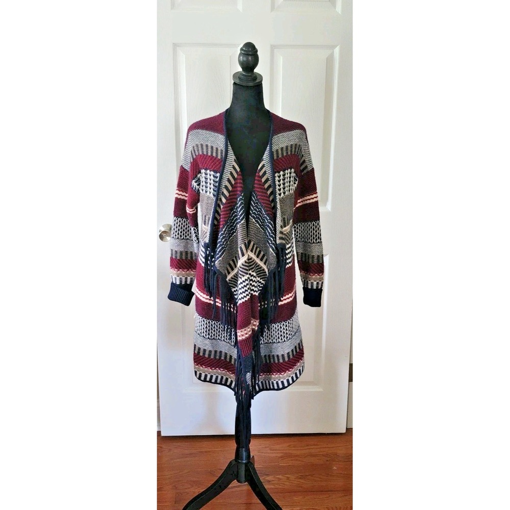 Women's Sweater/Cardigan/Jacket by Autumn Cashmere in Burgandy & Navy Size Small